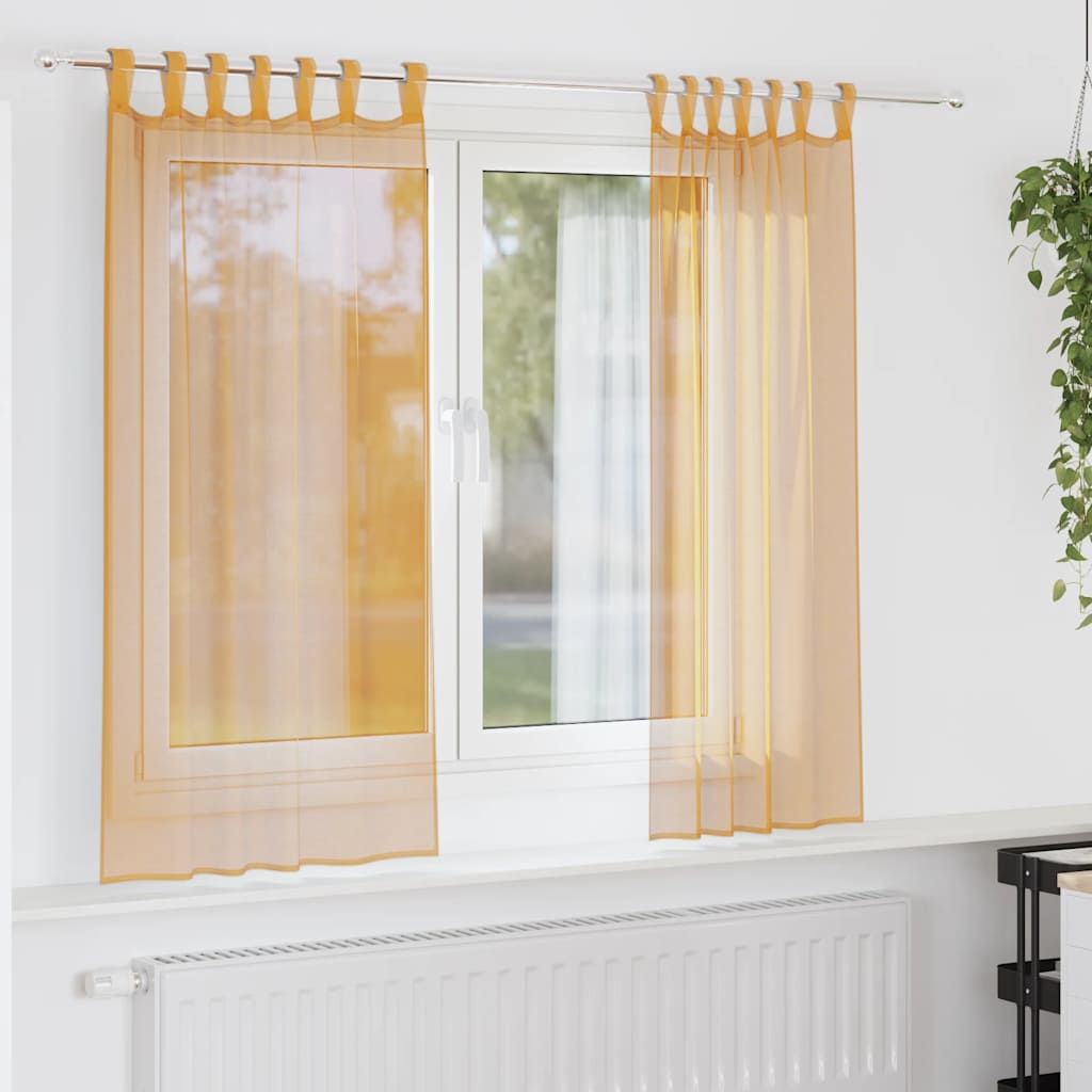 Tende Vidaxx voile con passanti 2 pz 140x140 cm arancione