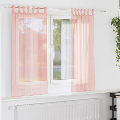 Tende Vidaxx in voile con passanti 2 pz 140x140 cm rosa