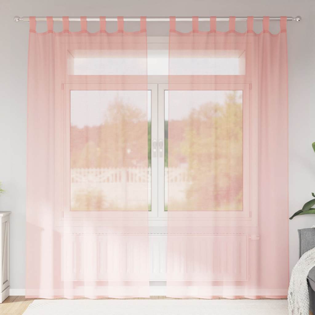 Tende Vidaxx voile con passanti 2 pz 140x225 cm rosa