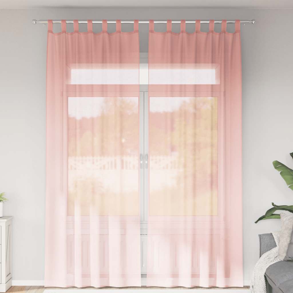 Tende Vidaxx voile con passanti 2 pz 140x260 cm rosa