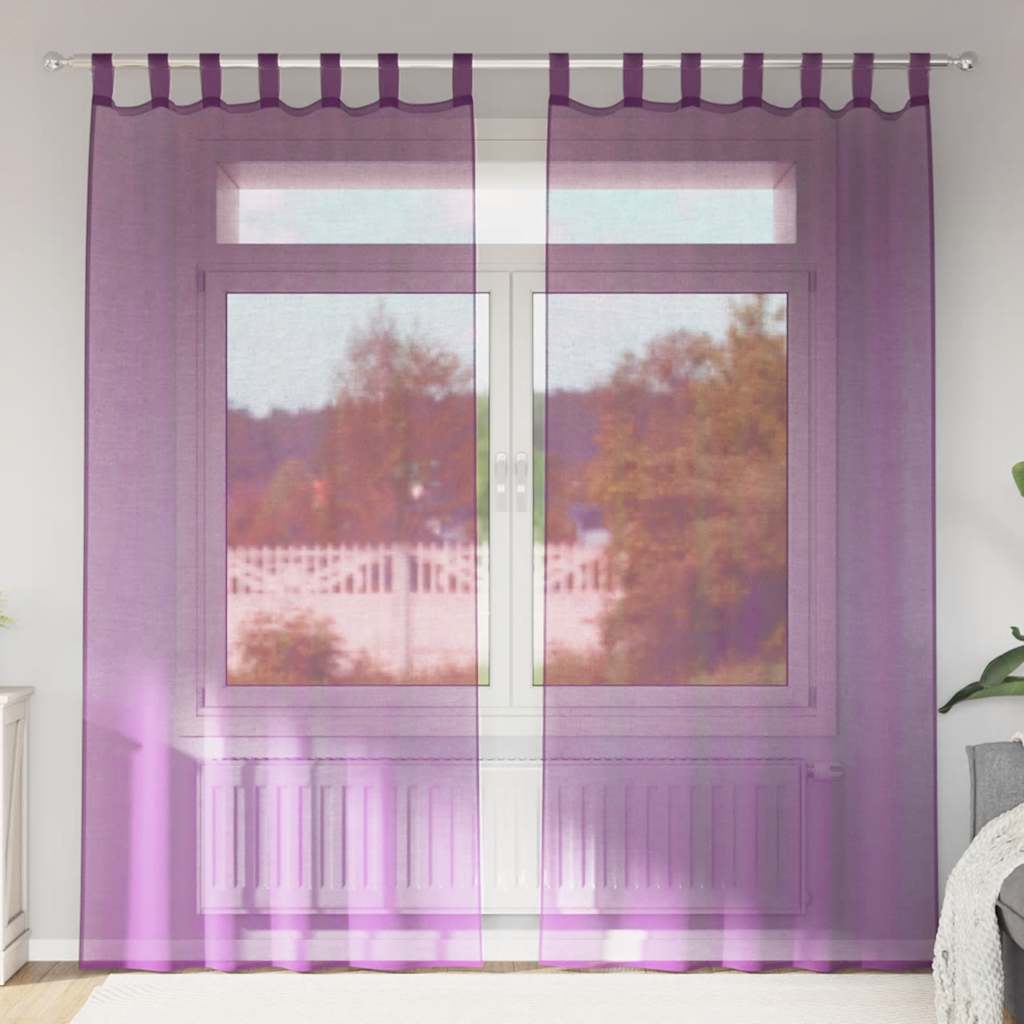 Tende Vidaxx in voile con passanti 2 pz 140x225 cm viola