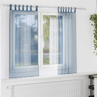 Tende Vidaxx in voile con passanti 2 pezzi 140x140 cm blu reale