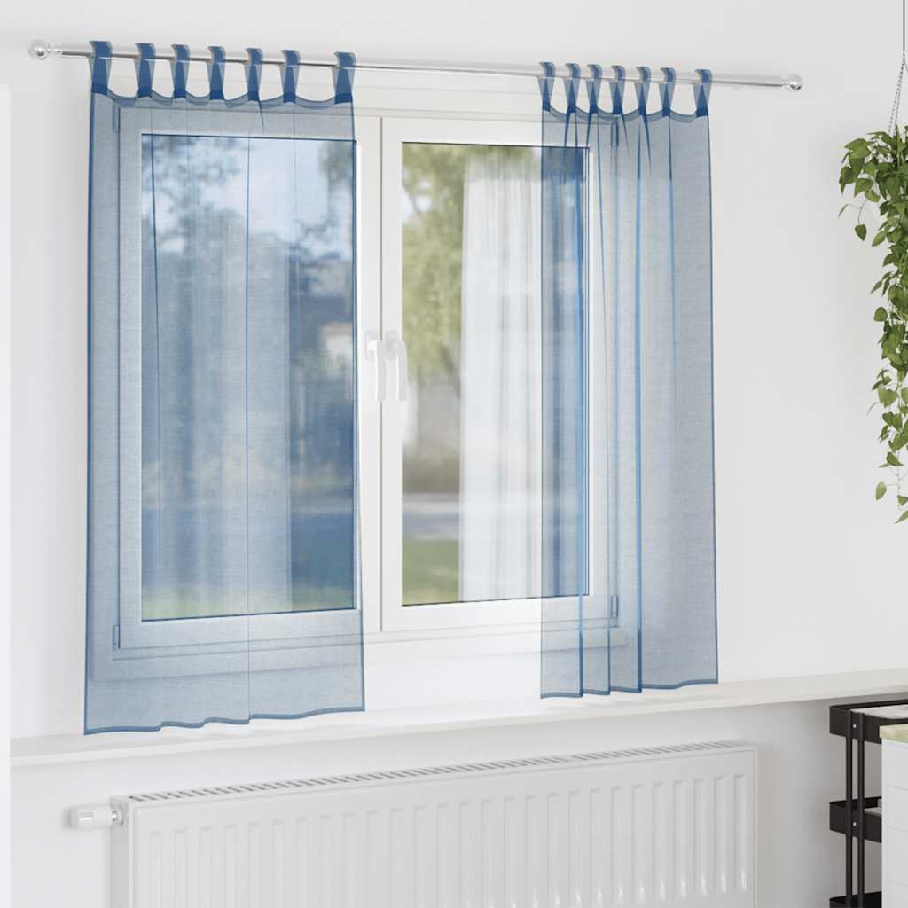Tende Vidaxx in voile con passanti 2 pezzi 140x140 cm blu reale