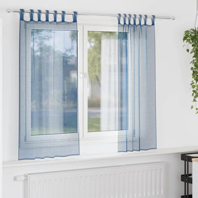 Tende Vidaxx in voile con passanti 2 pezzi 140x175 cm blu reale