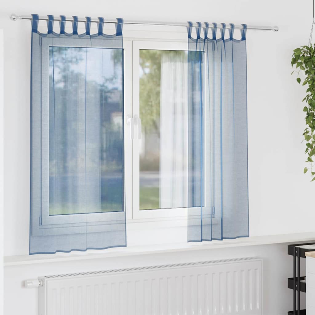 Tende Vidaxx in voile con passanti 2 pezzi 140x175 cm blu reale