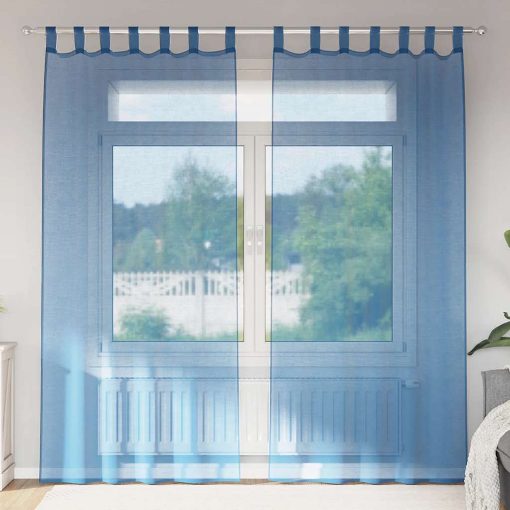 Tende Vidaxx in voile con passanti 2 pezzi 140x225 cm blu reale