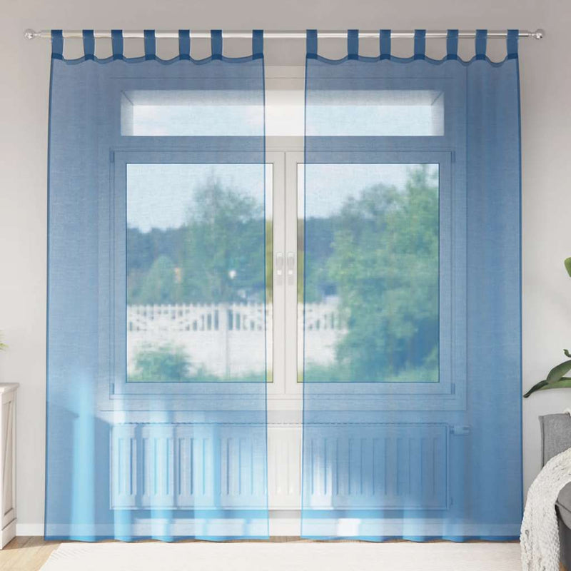 Vidaxl gordijnen voile met lussen 2 st 140x225 cm koningsblauw