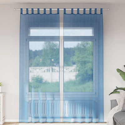 Tende Vidaxx in voile con passanti 2 pezzi 140x260 cm blu reale