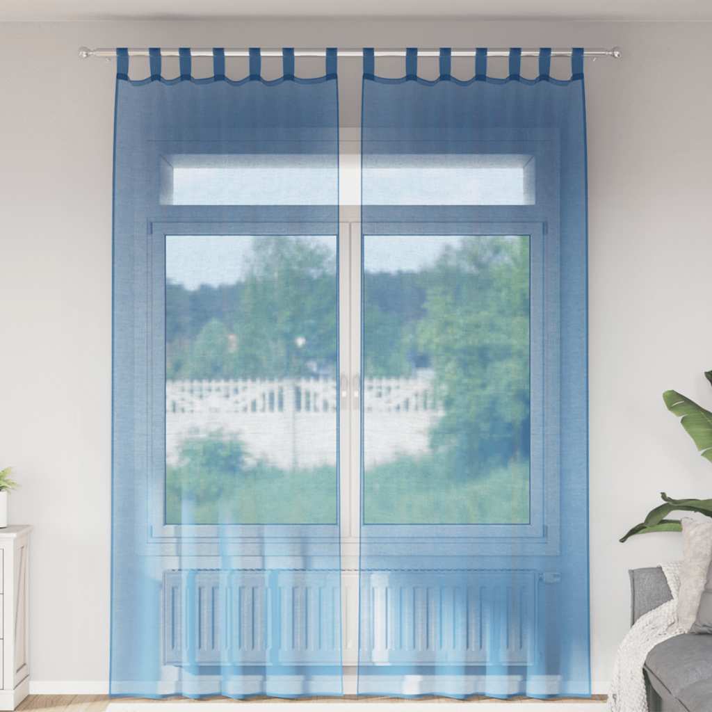 Vidaxx cortinas voile con trabillas 2 piezas 140x260 cm azul real