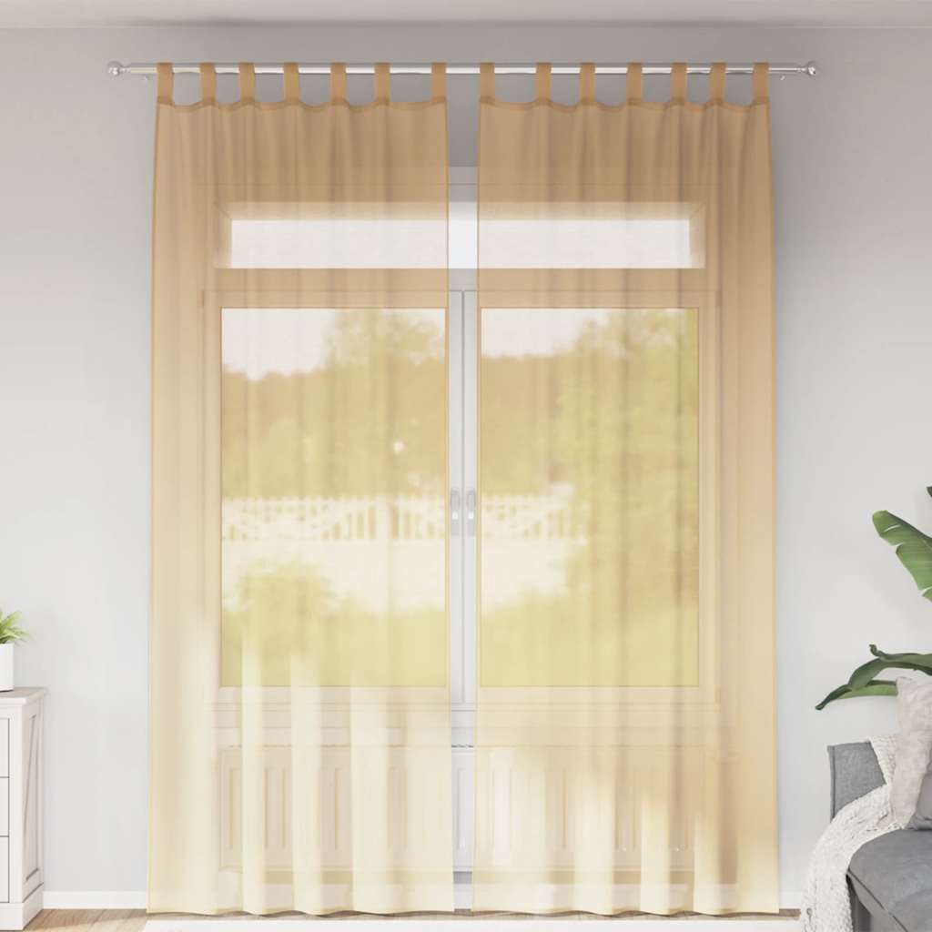Tende in voile Vidaxx con passanti 2 pezzi 140x260 cm sabbia