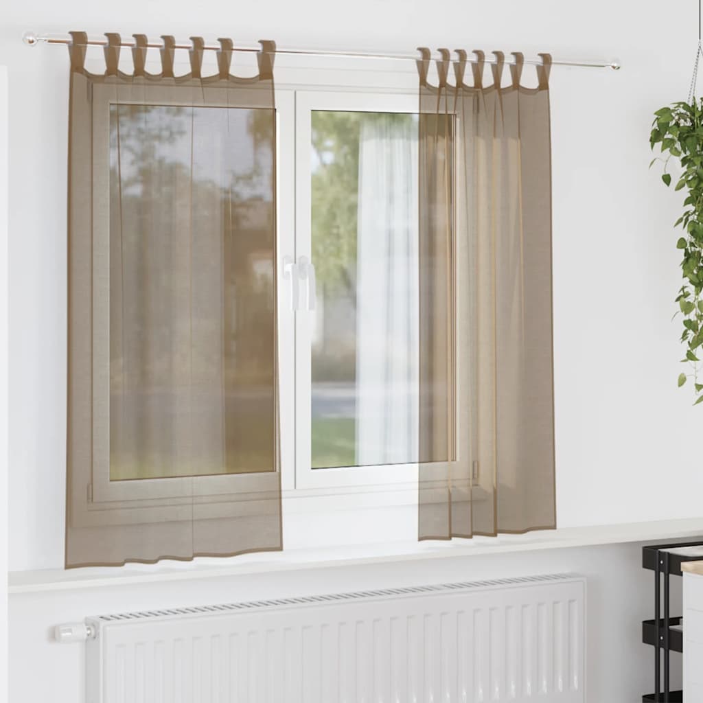 Tende Vidaxx voile con passanti 2 pz 140x140 cm marrone chiaro