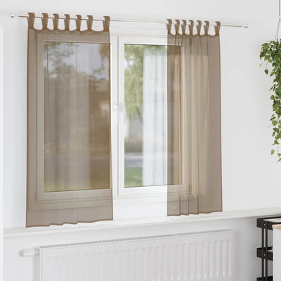 Tende Vidaxx voile con passanti 2 pz 140x140 cm marrone chiaro