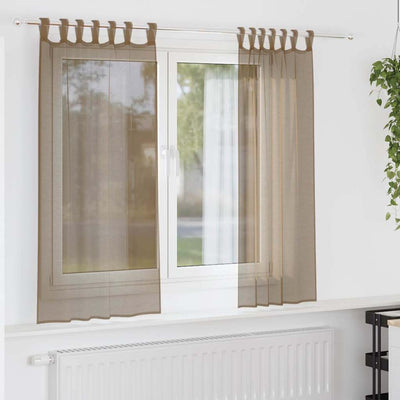 Tende Vidaxx voile con passanti 2 pz 140x175 cm marrone chiaro