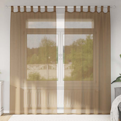 Tende Vidaxx voile con passanti 2 pz 140x225 cm marrone chiaro