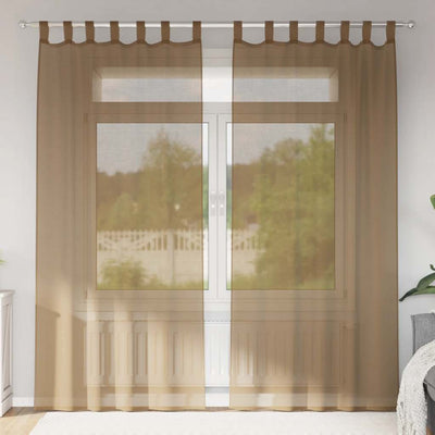 Tende Vidaxx voile con passanti 2 pz 140x245 cm marrone chiaro
