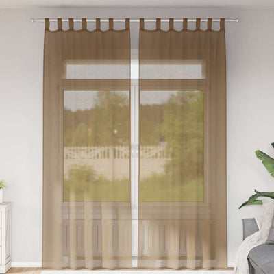 Tende Vidaxx voile con passanti 2 pz 140x260 cm marrone chiaro