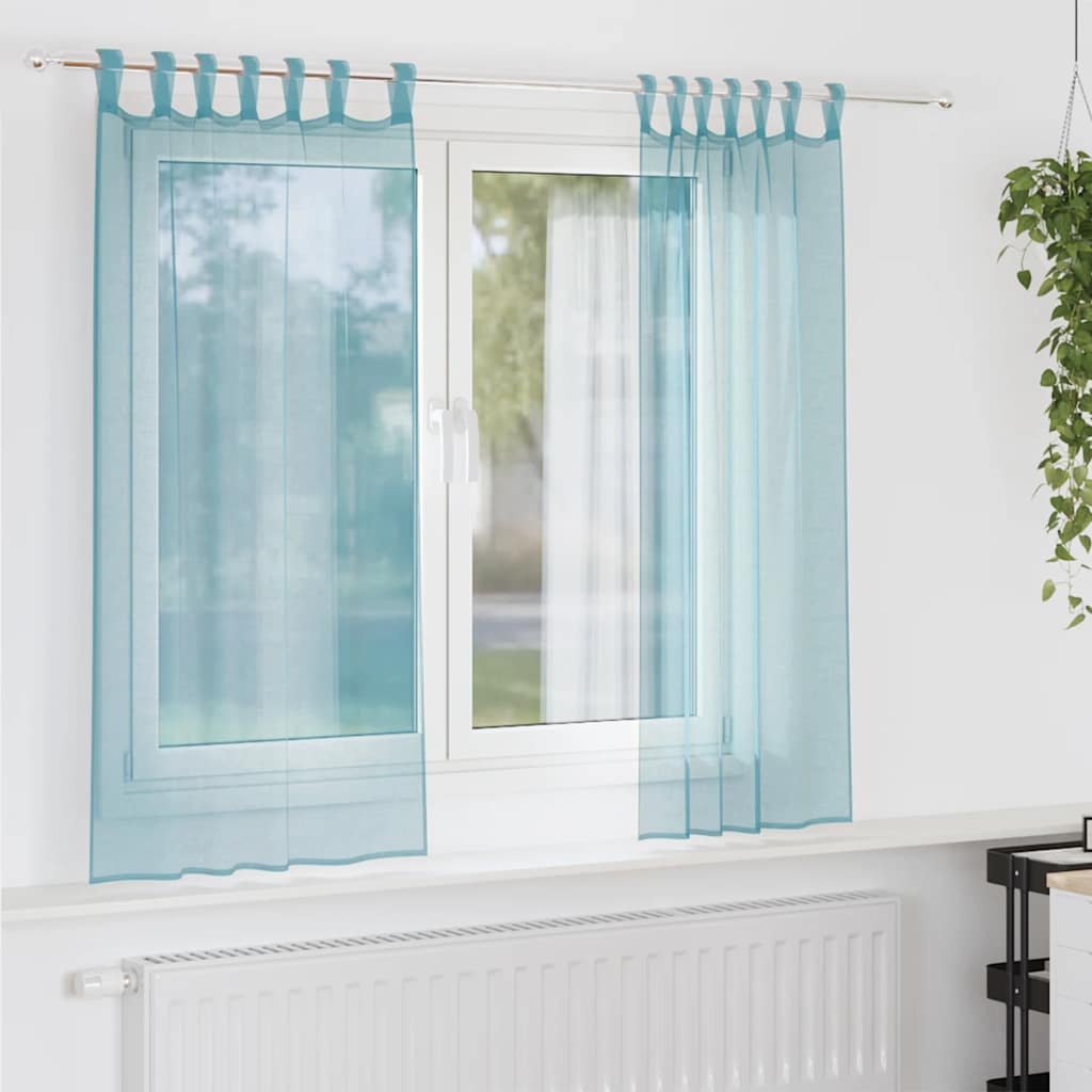 Vidaxx cortinas voile con trabillas 2 piezas 140x140 cm turquesa