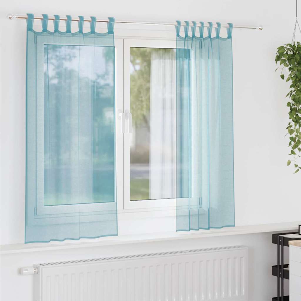 Vidaxx cortinas voile con trabillas 2 piezas 140x175 cm turquesa