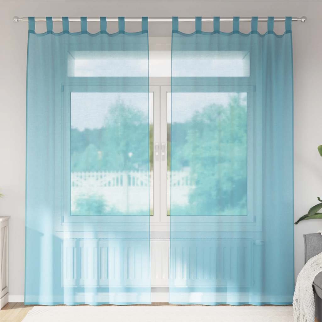Vidaxx cortinas voile con trabillas 2 piezas 140x245 cm turquesa