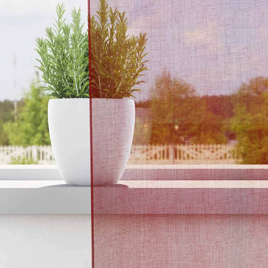 Vidaxl gordijnen voile met lussen 2 st 140x140 cm wijnrood