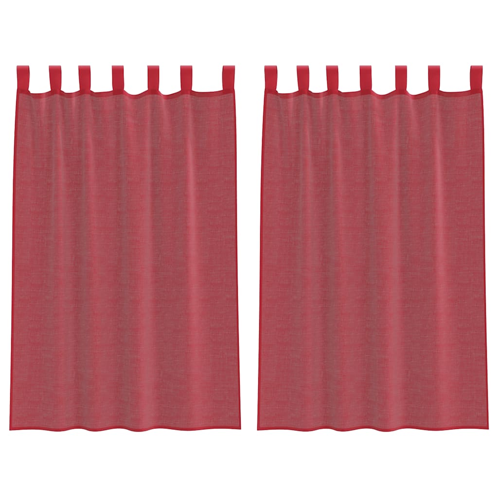 Vidaxl gordijnen voile met lussen 2 st 140x175 cm wijnrood