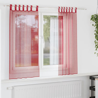 Tende Vidaxx in voile con passanti 2 pz 140x175 cm rosso vino