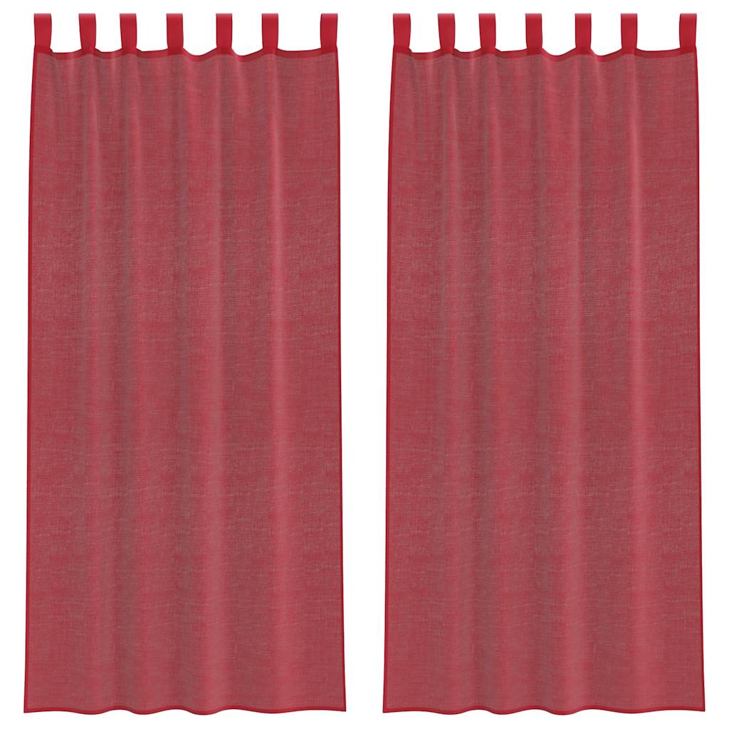Vidaxl gordijnen voile met lussen 2 st 140x225 cm wijnrood