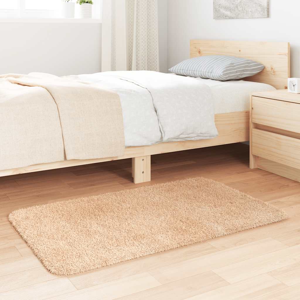 Vidaxl hoogpolig vloerkleed navarra 60x100 cm polyester beige