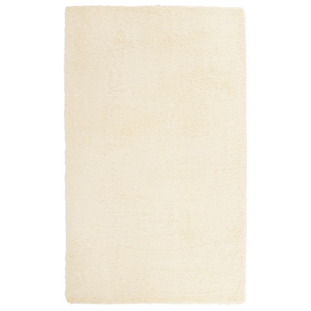 Vidaxl hoogpolig vloerkleed navarra 80x150 cm polyester crèmekleurig