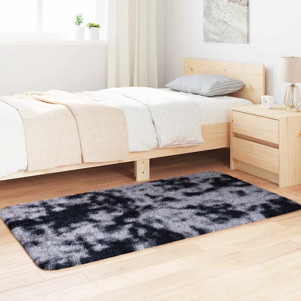 Vidaxl hoogpolig vloerkleed navarra 80x150 cm polyester donkergrijs