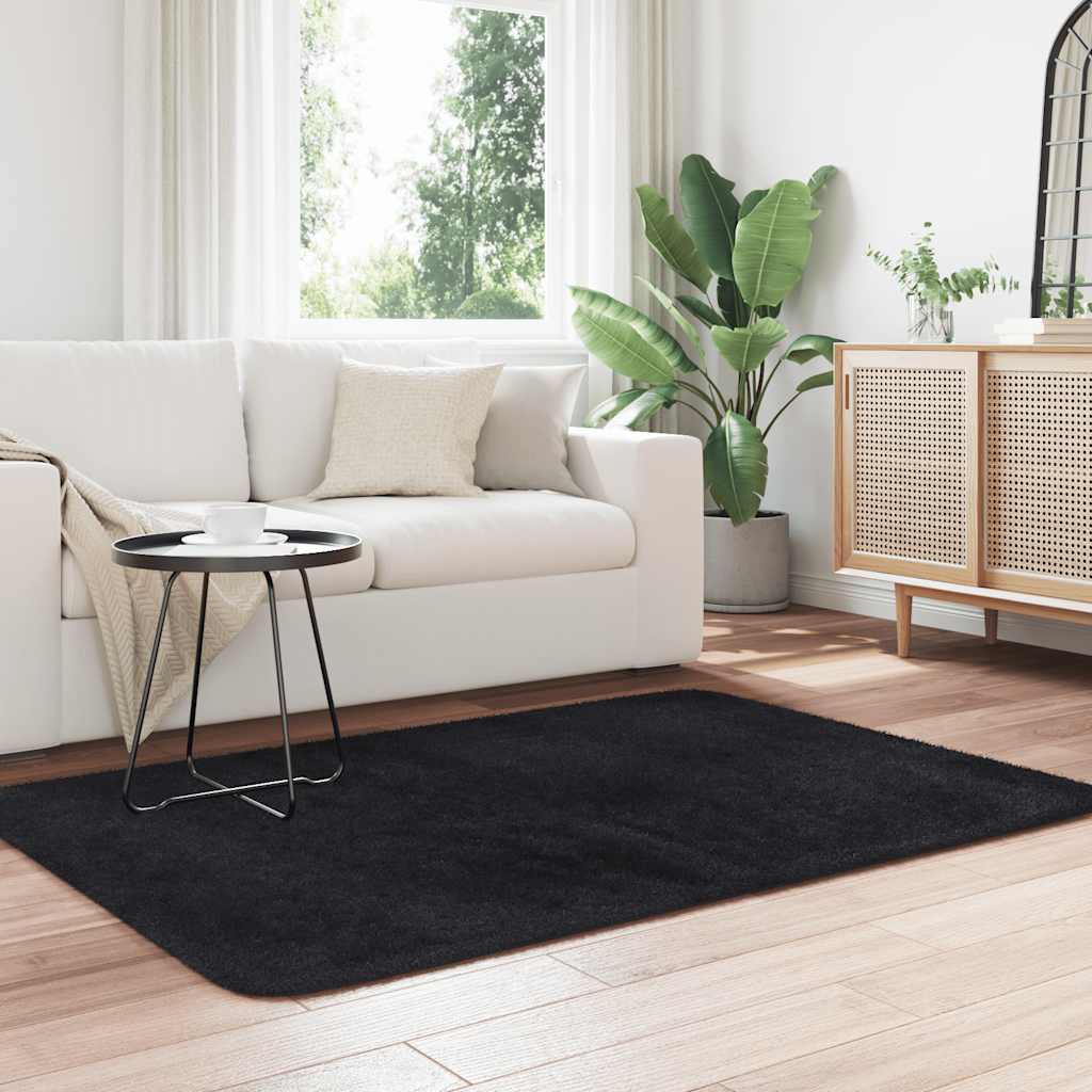 Vidaxl hoogpolig vloerkleed navarra 120x170 cm polyester zwart