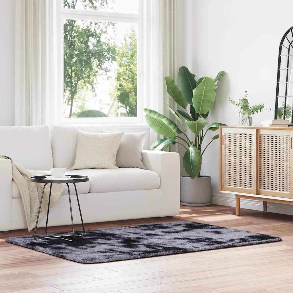 Vidaxl hoogpolig vloerkleed navarra 120x170 cm polyester donkergrijs