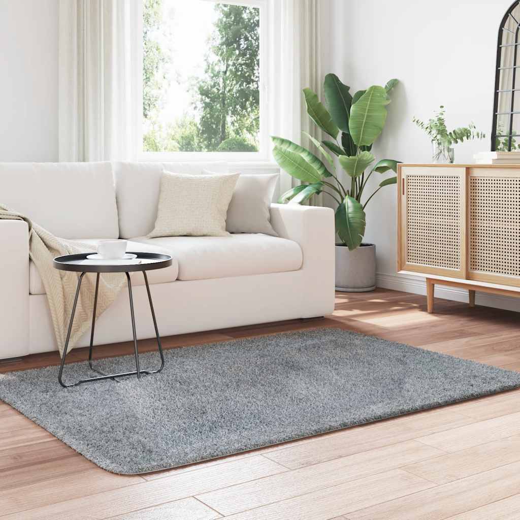 Vidaxl hoogpolig vloerkleed navarra 120x170 cm polyester lichtgrijs