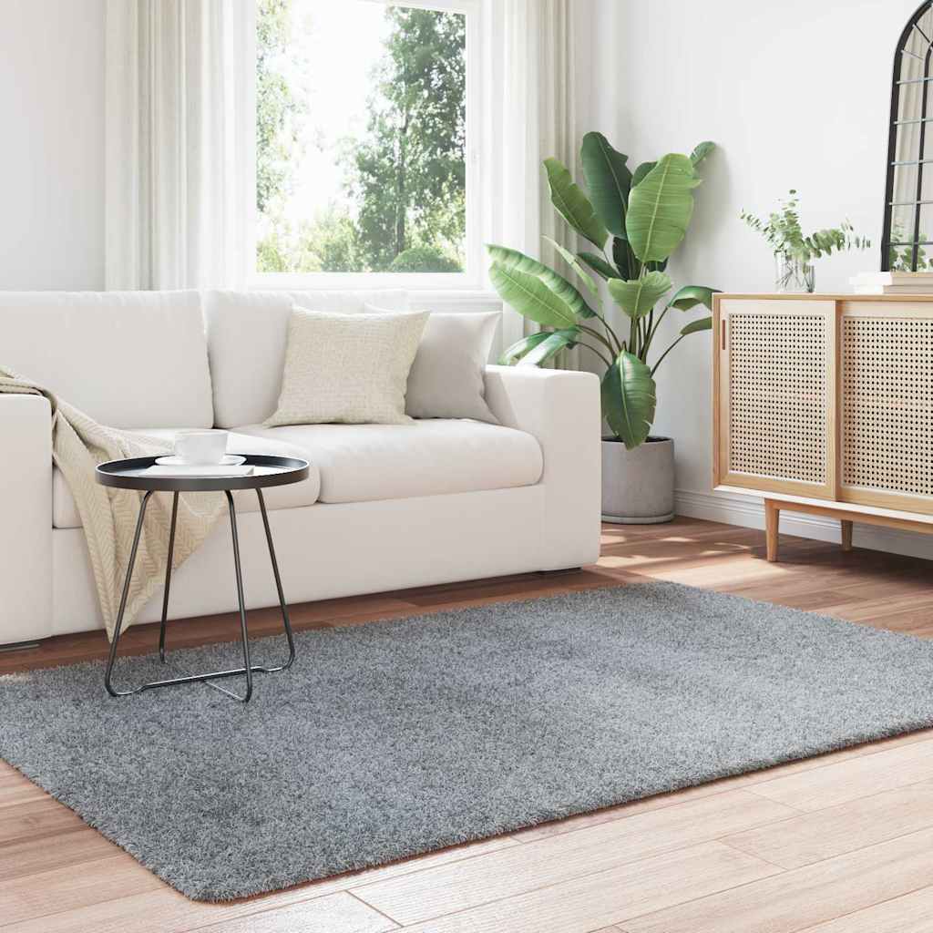 Vidaxl hoogpolig vloerkleed navarra 130x200 cm polyester lichtgrijs