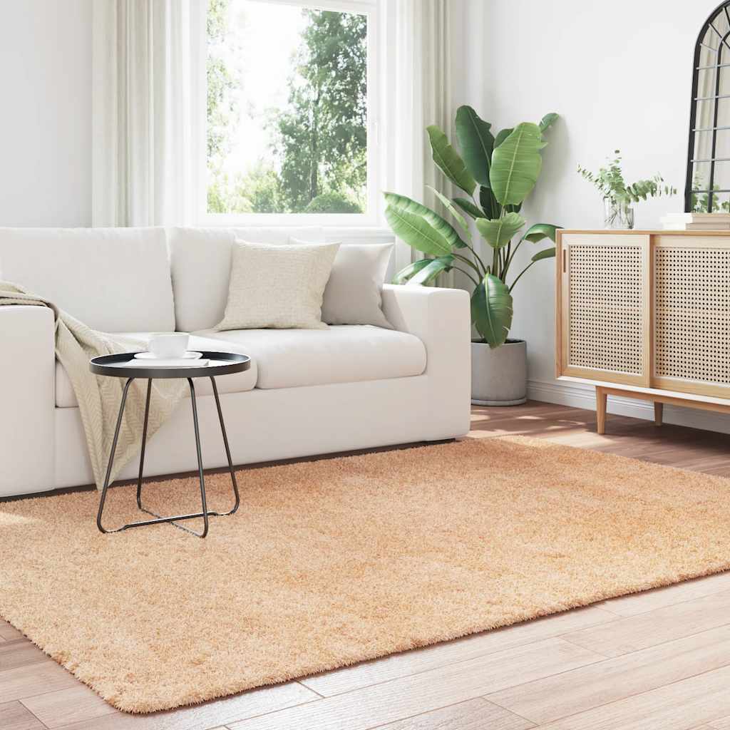 Vidaxl hoogpolig vloerkleed navarra 160x230 cm polyester beige