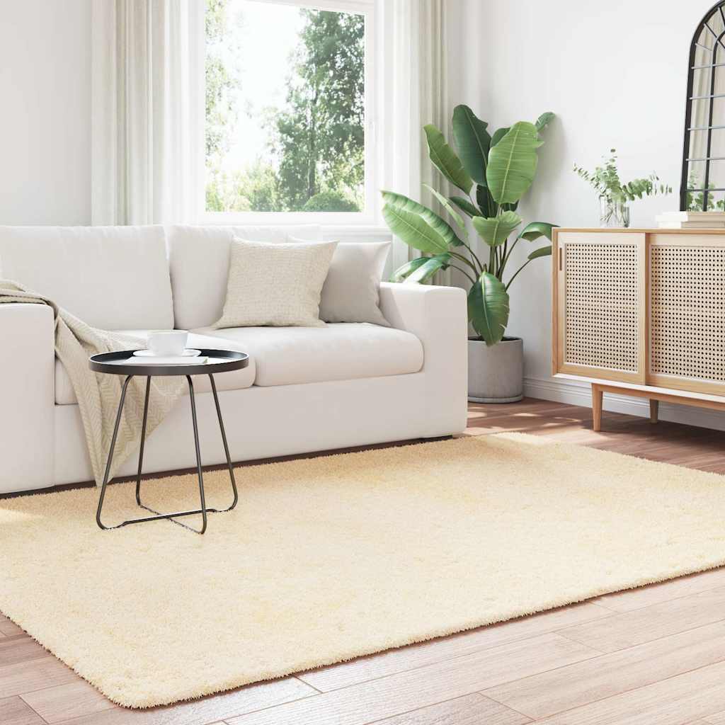 Vidaxl hoogpolig vloerkleed navarra 160x230 cm polyester crèmekleurig