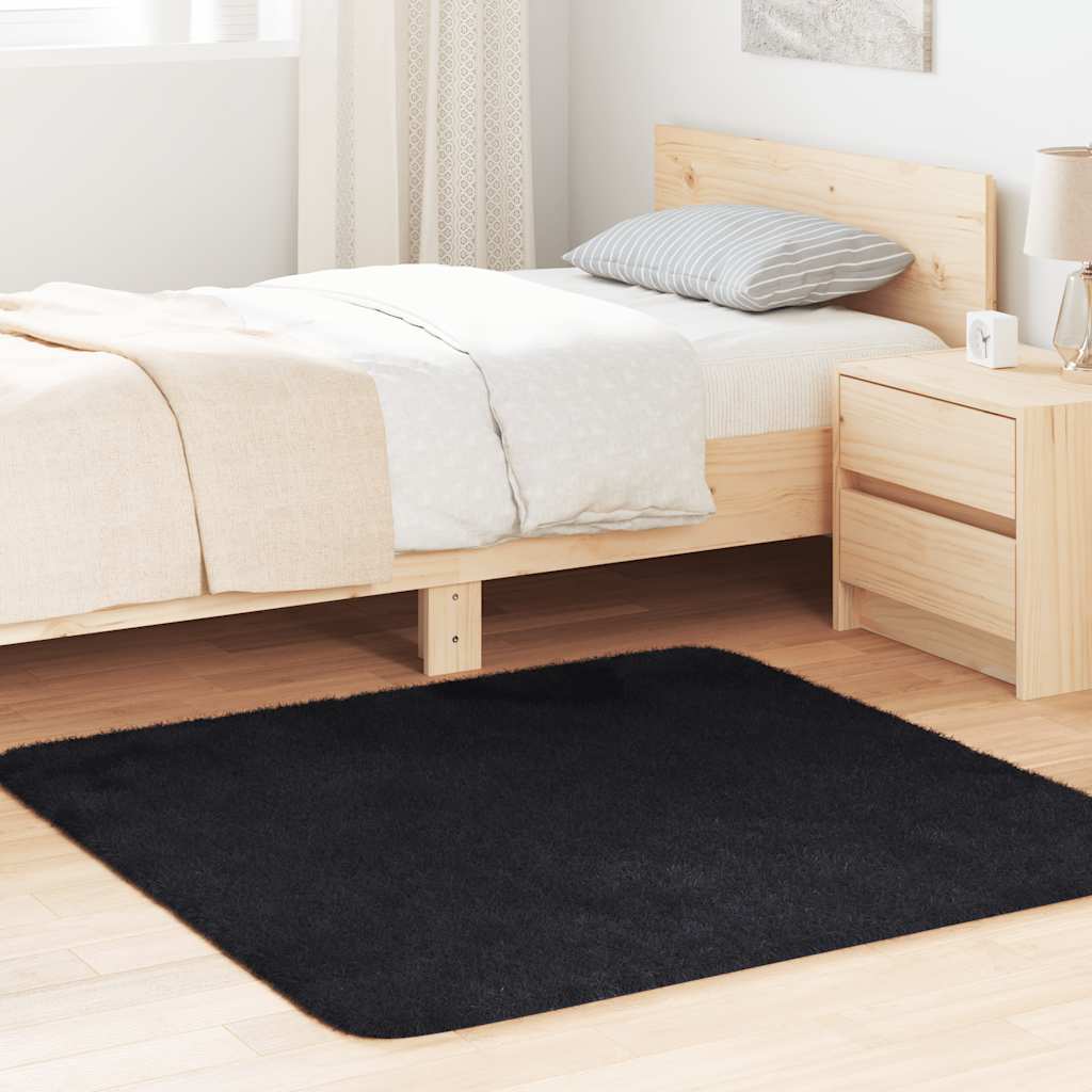 Vidaxx alfombra de pelo largo navarra 120x120 cm poliéster negro
