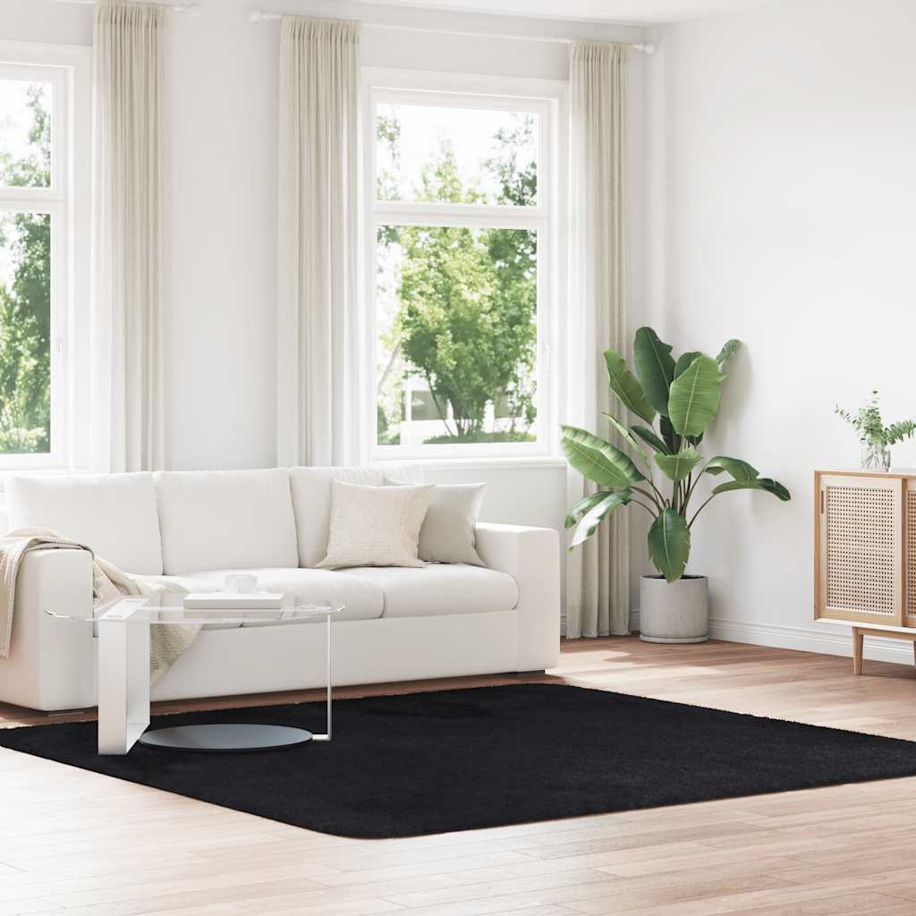 Vidaxx alfombra de pelo largo navarra 240x240 cm poliéster negro