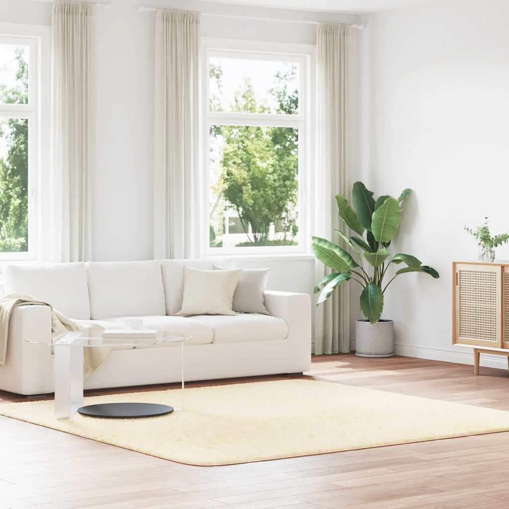 Vidaxx alfombra de pelo largo navarra 240x240 cm poliéster color crema