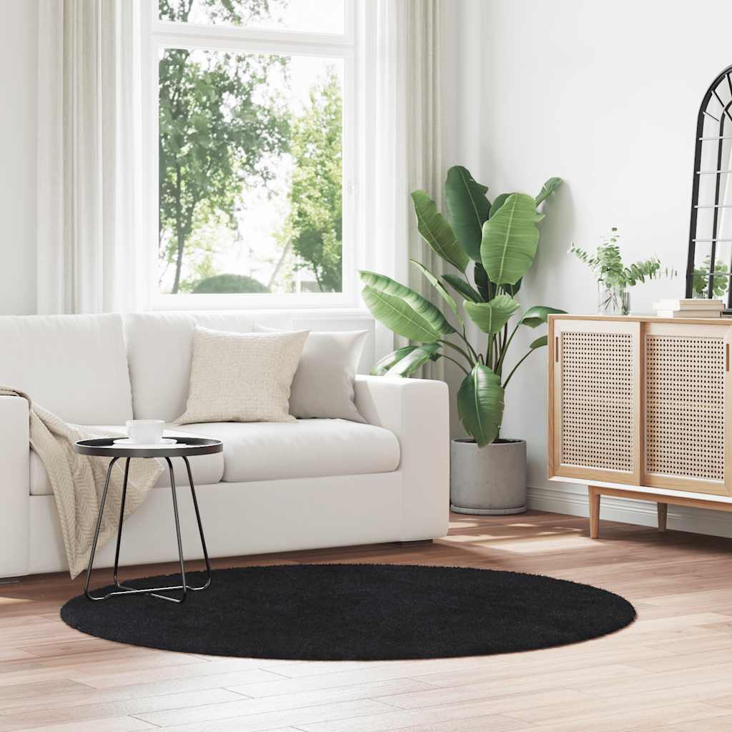 Vidaxx alfombra de pelo largo navarra 160x160 cm poliéster negro