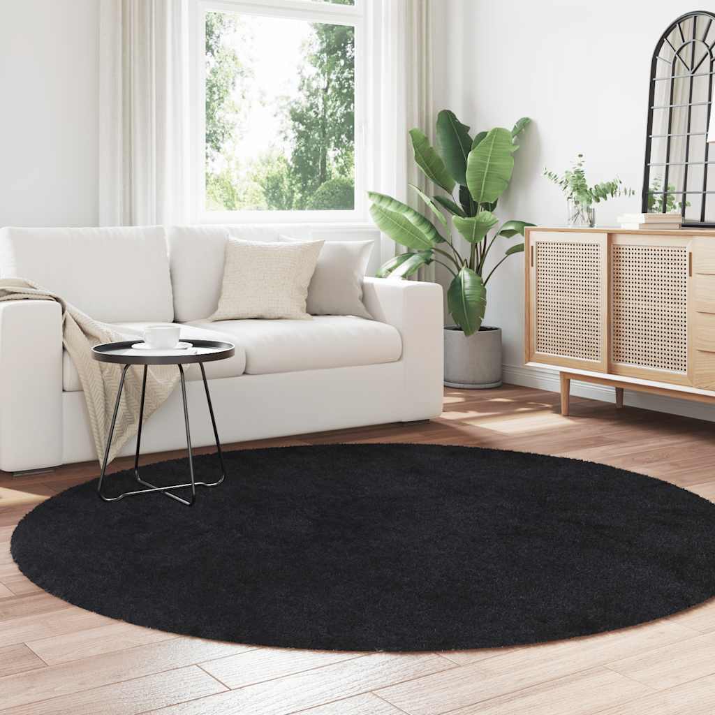 Vidaxl hoogpolig vloerkleed navarra 200x200 cm polyester zwart