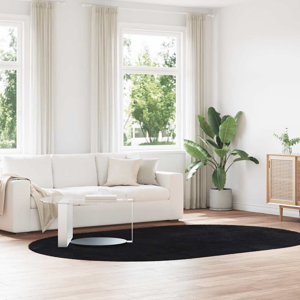Vidaxl hoogpolig vloerkleed navarra 300x200 cm polyester zwart