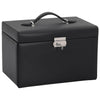Vidaxl sieradendoosje 3-laags spiegel afsluitbaar 26x18x17,5 cm zwart