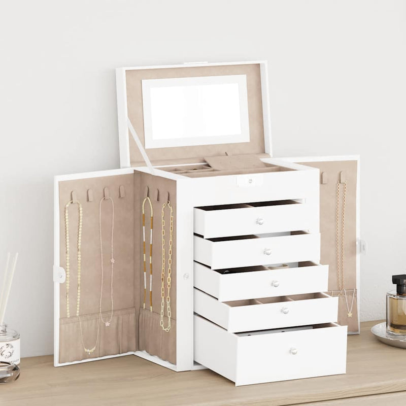 VidaXL joyero de 6 capas con espejo con cerradura blanco