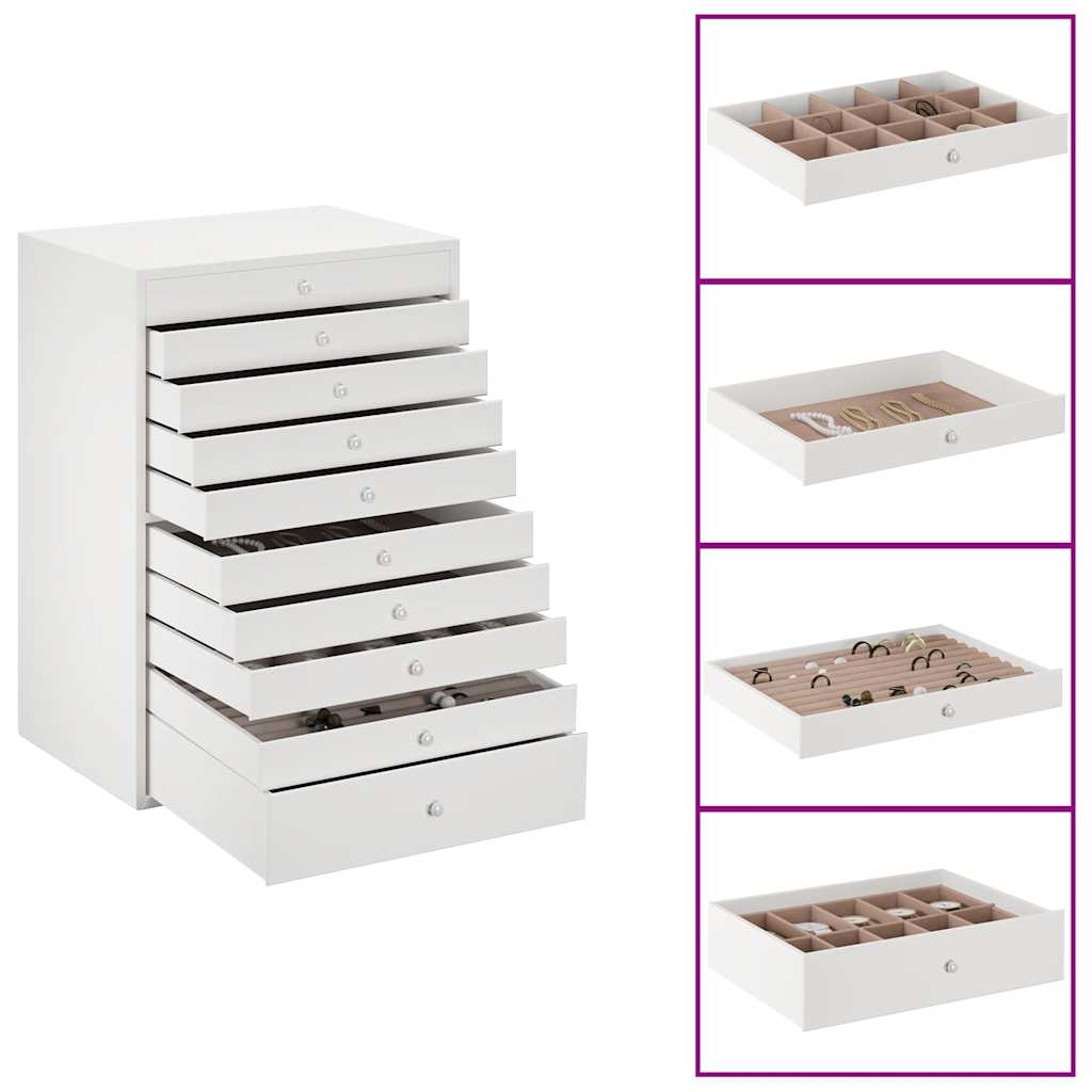 VidaXL joyero 10 capas con soporte para relojes blanco 29x20,5x40,5 cm