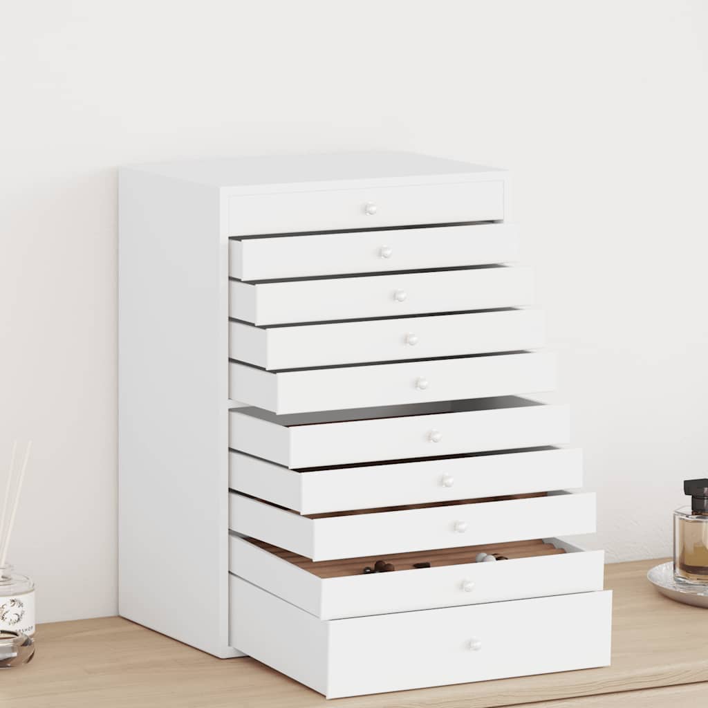 VidaXL joyero 10 capas con soporte para relojes blanco 29x20,5x40,5 cm