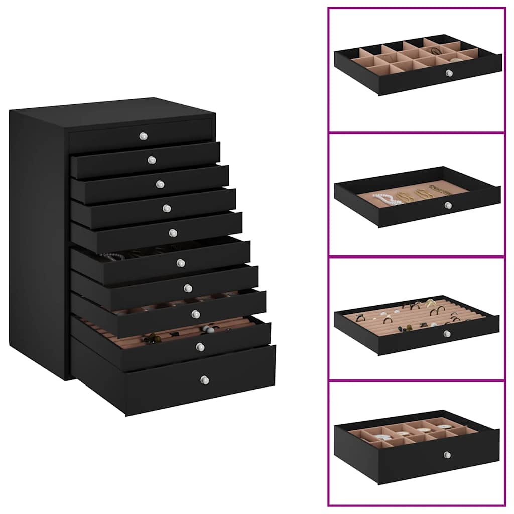 Vidaxxl joyero 10 capas con soporte para relojes negro 29x20,5x40,5 cm