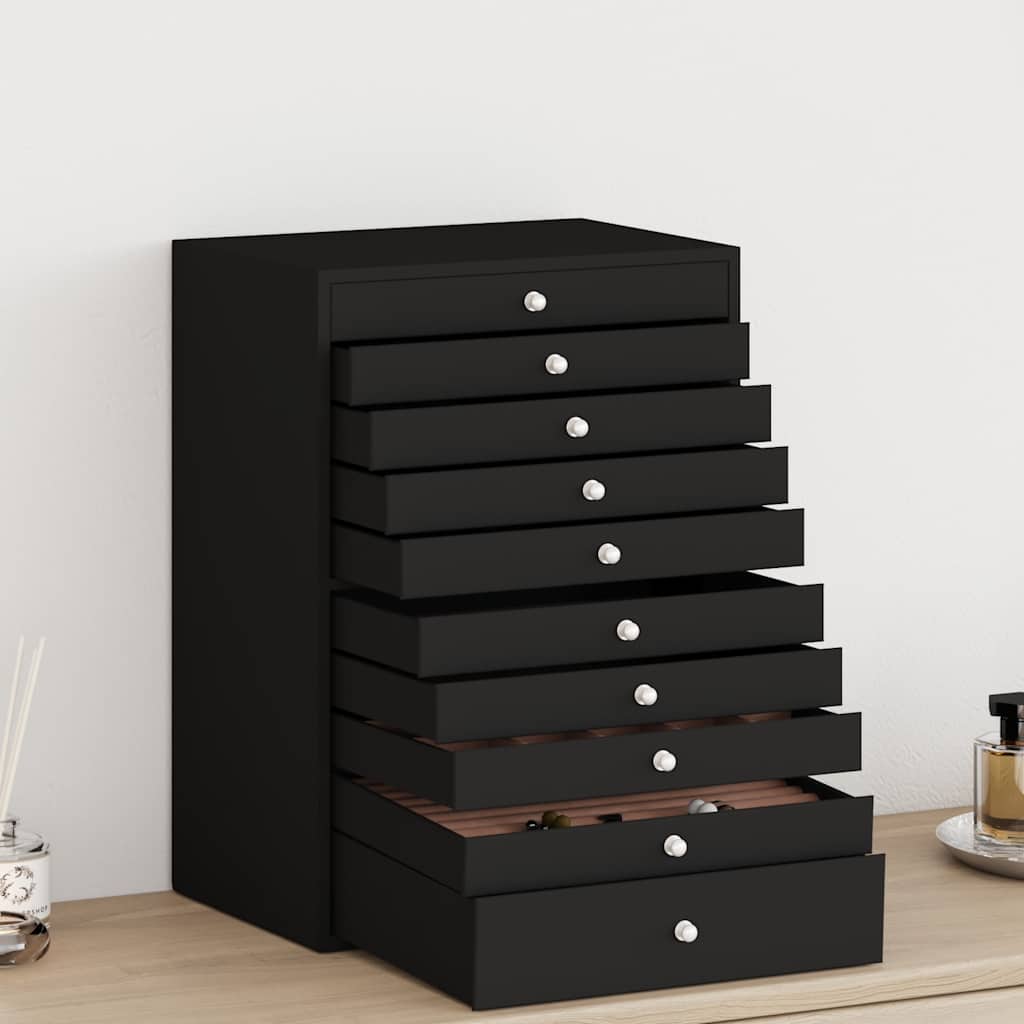 Vidaxxl joyero 10 capas con soporte para relojes negro 29x20,5x40,5 cm
