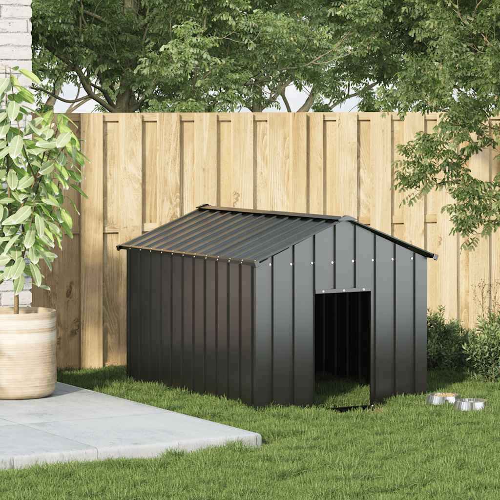 Loft per cani Vidaxl con tetto 113x153x101 cm in acciaio zincato