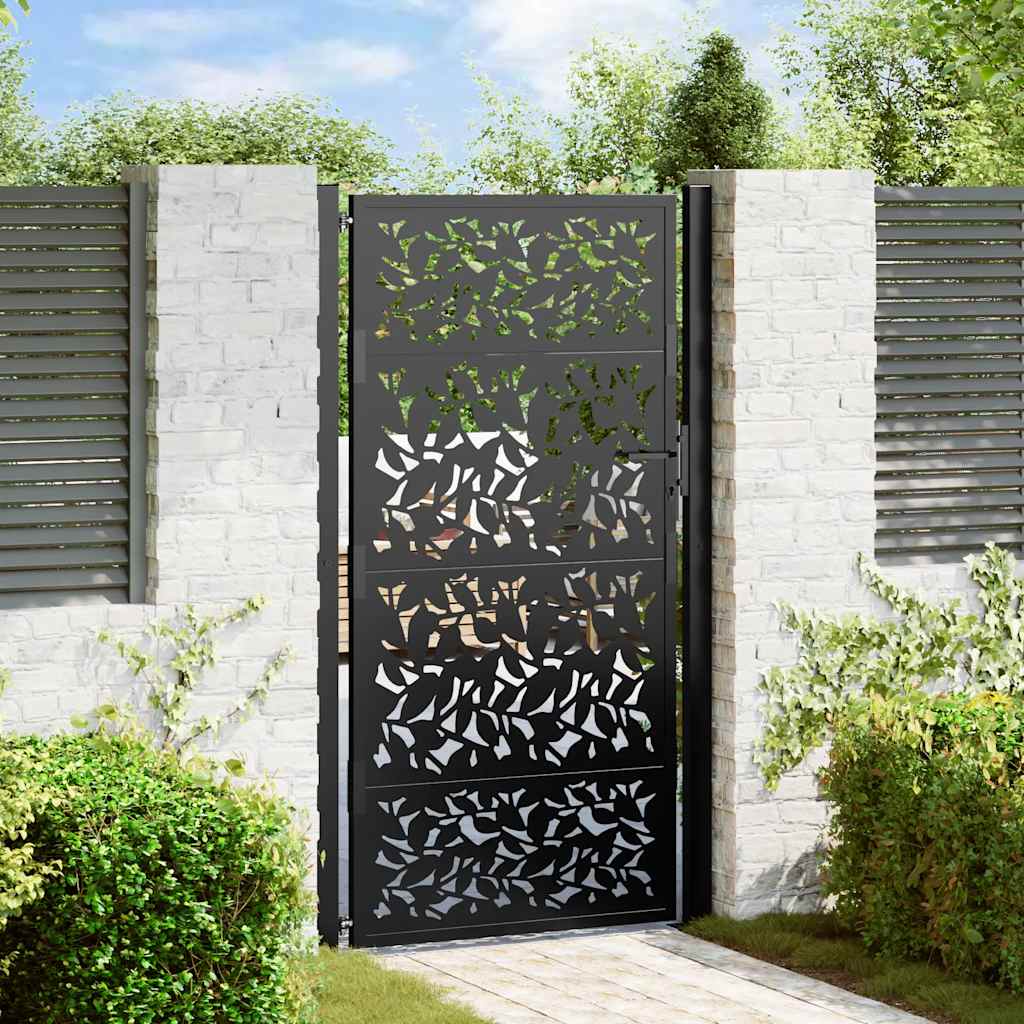 Cancello Vidaxxl con design a battente 100x175 cm acciaio nero